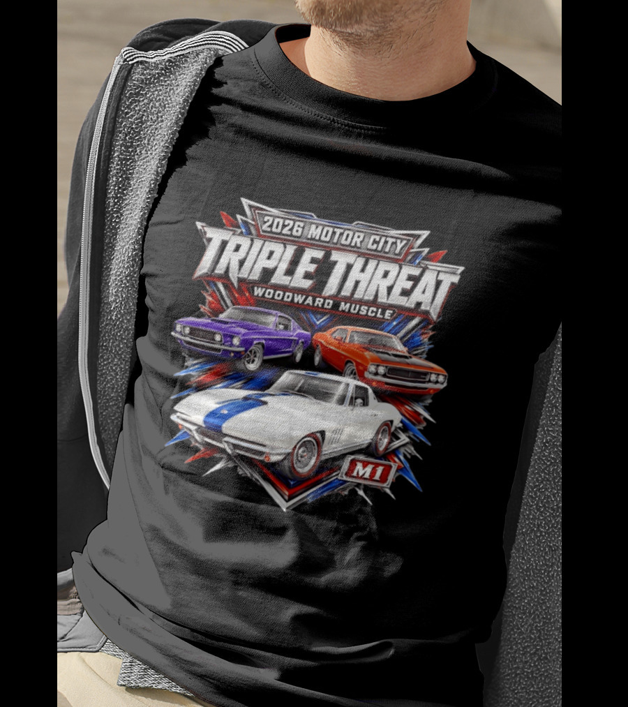 2026 Motor City Woodward Muscle Triple Threat M1 T-Shirt