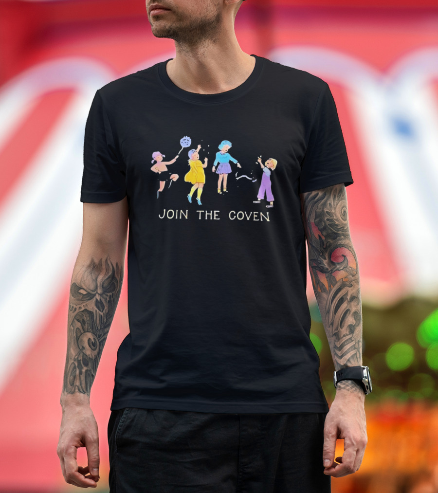 Join The Coven Witchcraft Magic Witches Kids Playful Scene T-Shirt