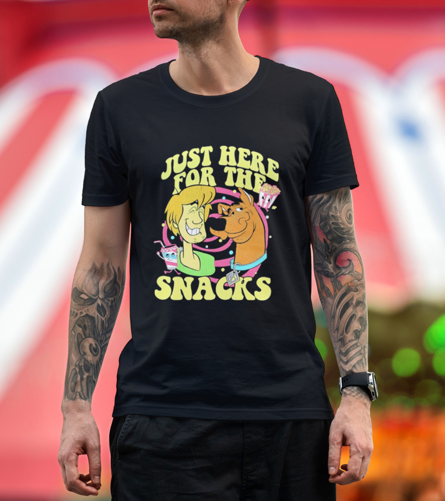 Scooby Doo Shaggy Just Here For The Snacks Popcorn Fun T-Shirt