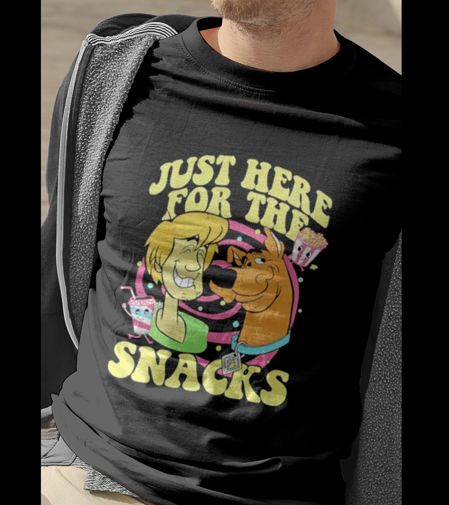 Scooby Doo Shaggy Just Here For The Snacks Popcorn Fun T-Shirt