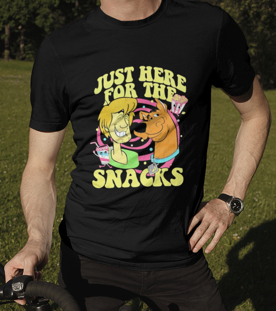 Scooby Doo Shaggy Just Here For The Snacks Popcorn Fun T-Shirt
