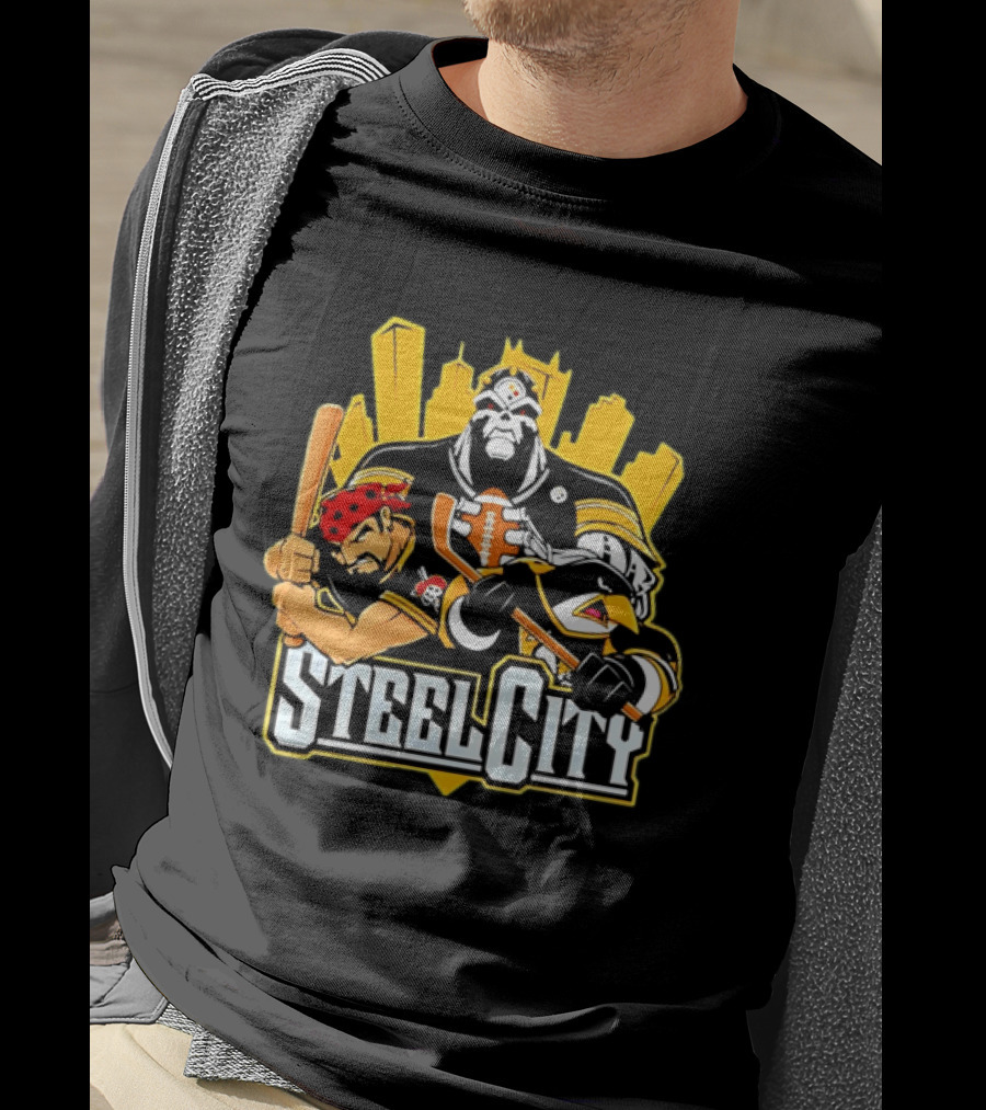 Steel City Pittsburgh Sports Teams Mascot Trio T-Shirt