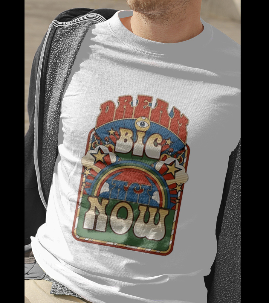 Dream Big Act Now Retro Rainbow Stars Motivational T-Shirt