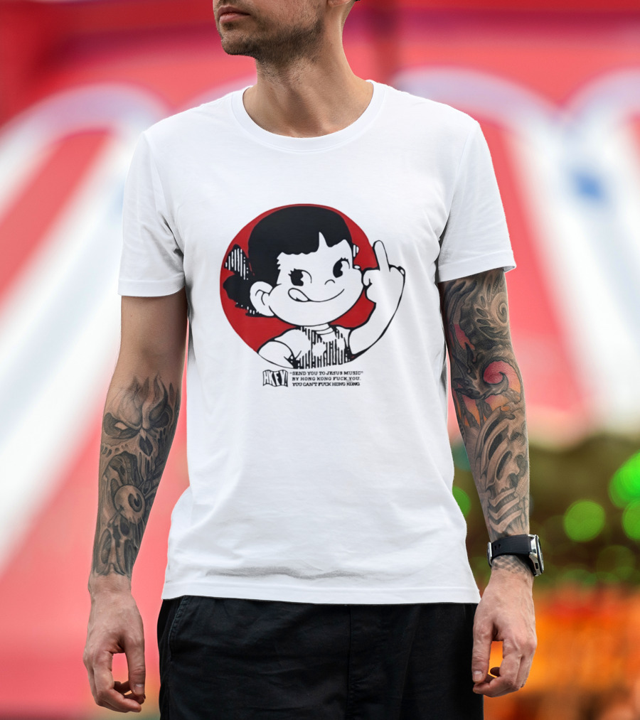 HKFY Send You To Jesus Music By Hong Kong F You Middle Finger Red Circle T-Shirt