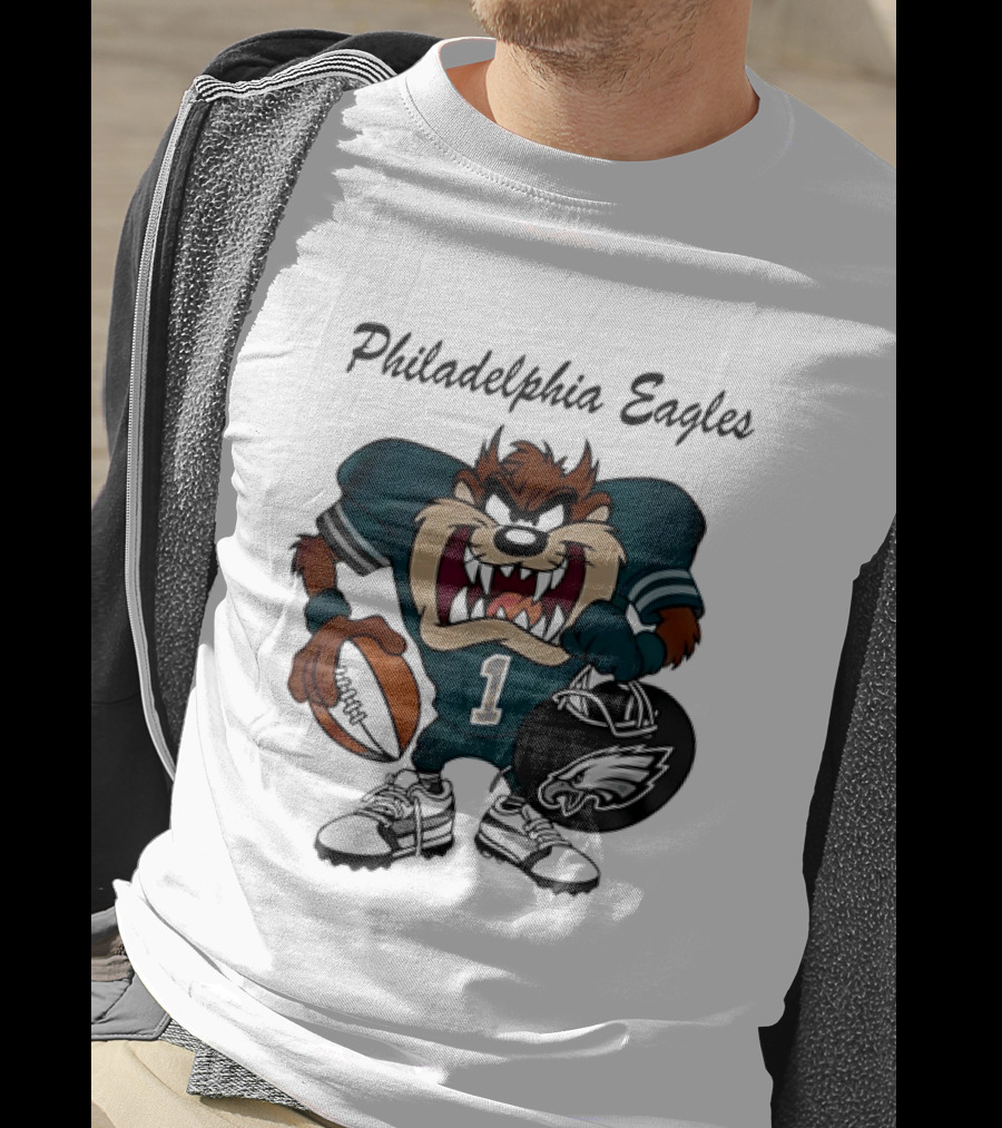 Philadelphia Eagles Taz Tasmanian Devil Football Player Cartoon T-Shirt