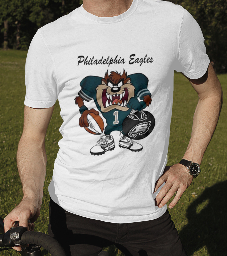 Philadelphia Eagles Taz Tasmanian Devil Football Player Cartoon T-Shirt