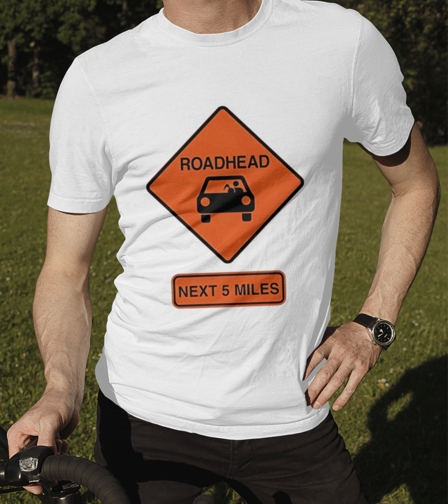 Roadhead Next 5 Miles Traffic Sign Car T-Shirt