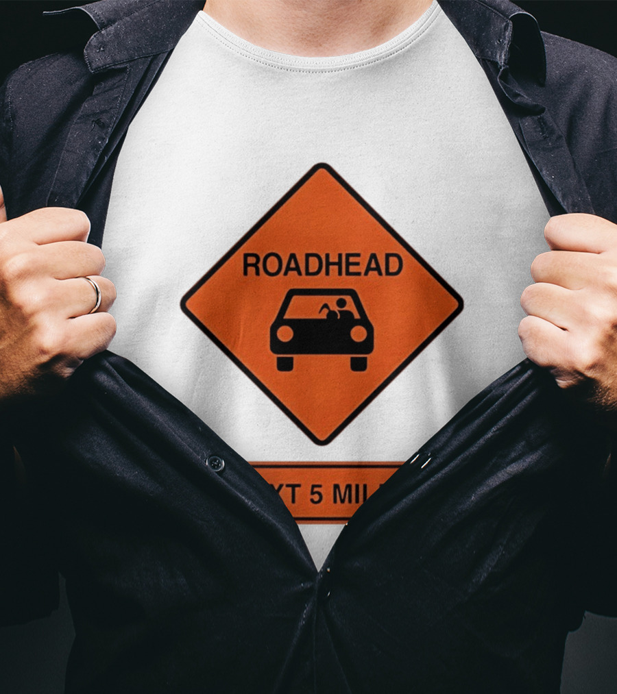 Roadhead Next 5 Miles Traffic Sign Car T-Shirt
