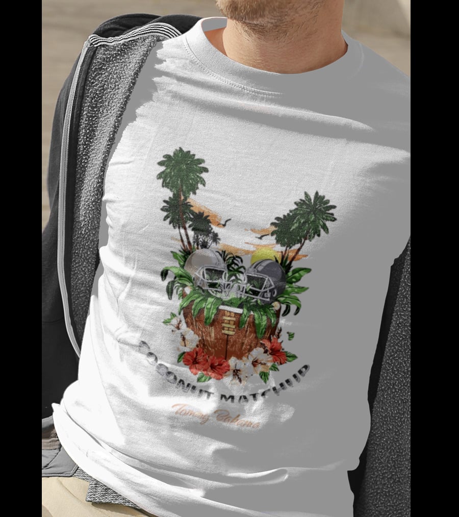 Tommy Bahama Coconut Matchup Football Tropical Palms Helmets Hibiscus T-Shirt