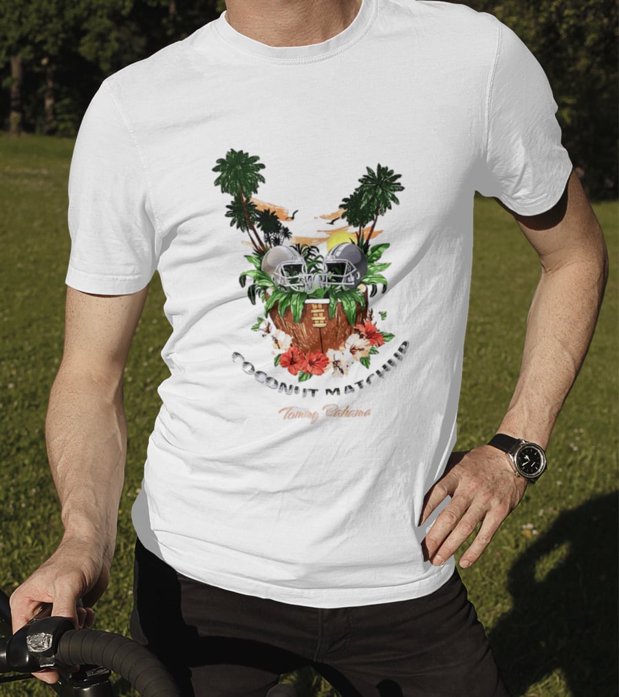 Tommy Bahama Coconut Matchup Football Tropical Palms Helmets Hibiscus T-Shirt