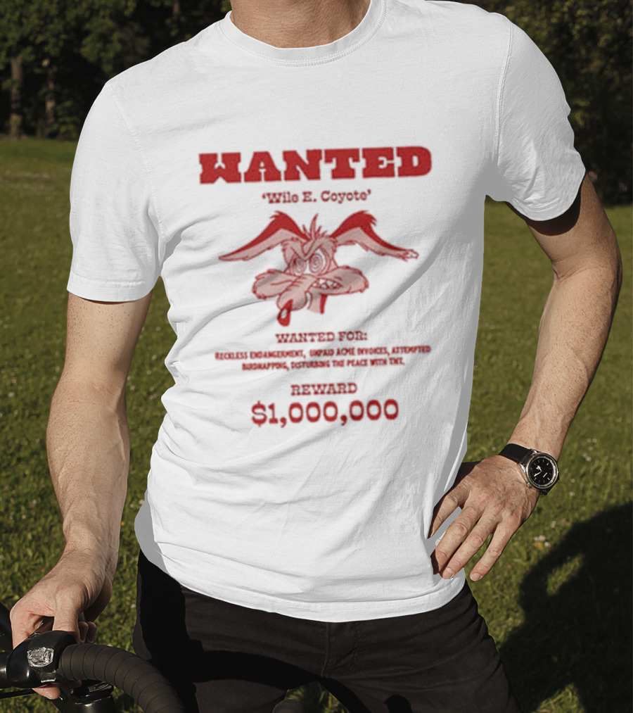 Wanted Wile E Coyote $1000000 Reward Looney Tunes Oversized T-Shirt