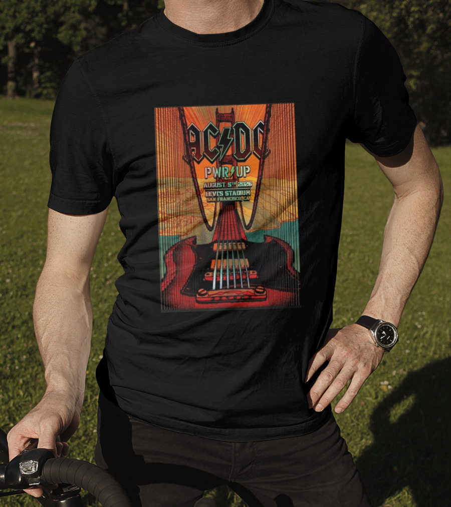 AC DC PWR UP August 5th 2026 Levi's Stadium San Francisco CA Golden Gate Bridge Guitar T-Shirt