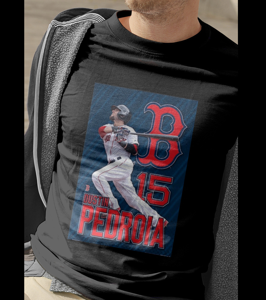 Dustin Pedroia Boston Red Sox 15 MLB Baseball Action T-Shirt