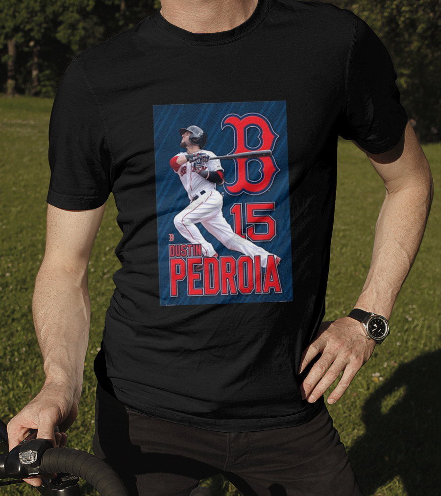 Dustin Pedroia Boston Red Sox 15 MLB Baseball Action T-Shirt