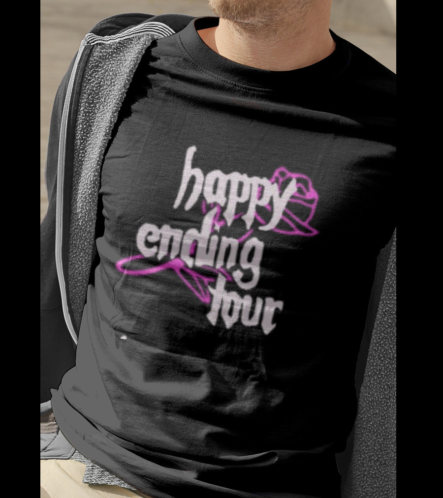 Bailey Rose Spinn Store Happy Ending Tour Trucker Hat Pink And White T-Shirt