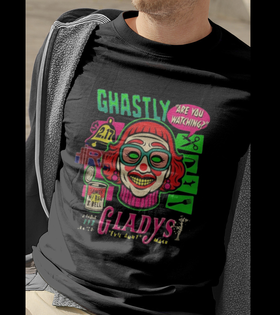 Ghastly Gladys Are You Ing Retro Clown Vintage Pop T-Shirt