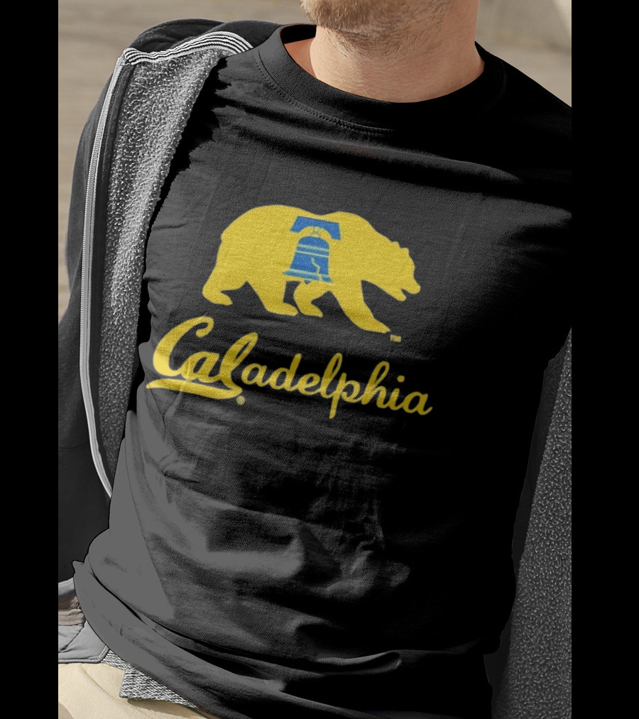 Caladelphia California Bear With Liberty Bell T-Shirt