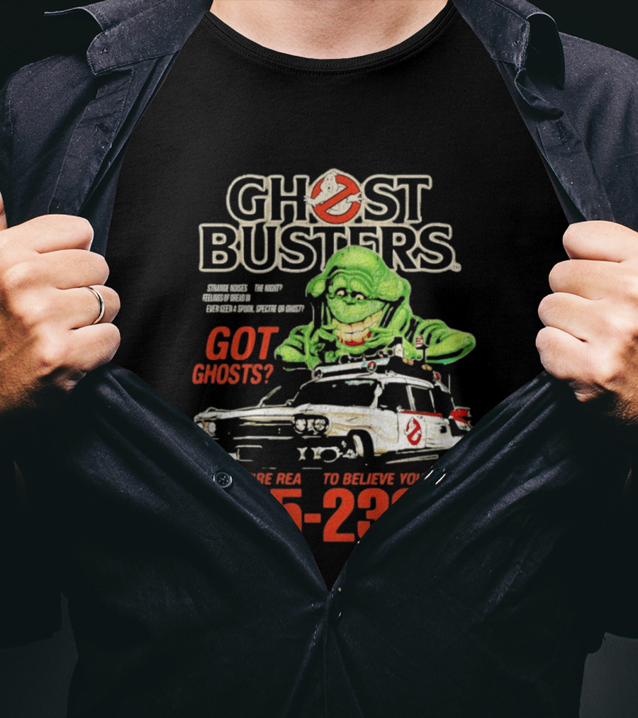 Ghostbusters Got Ghosts Ecto 1 Slimer We're Ready To Believe You 555 2368 T-Shirt