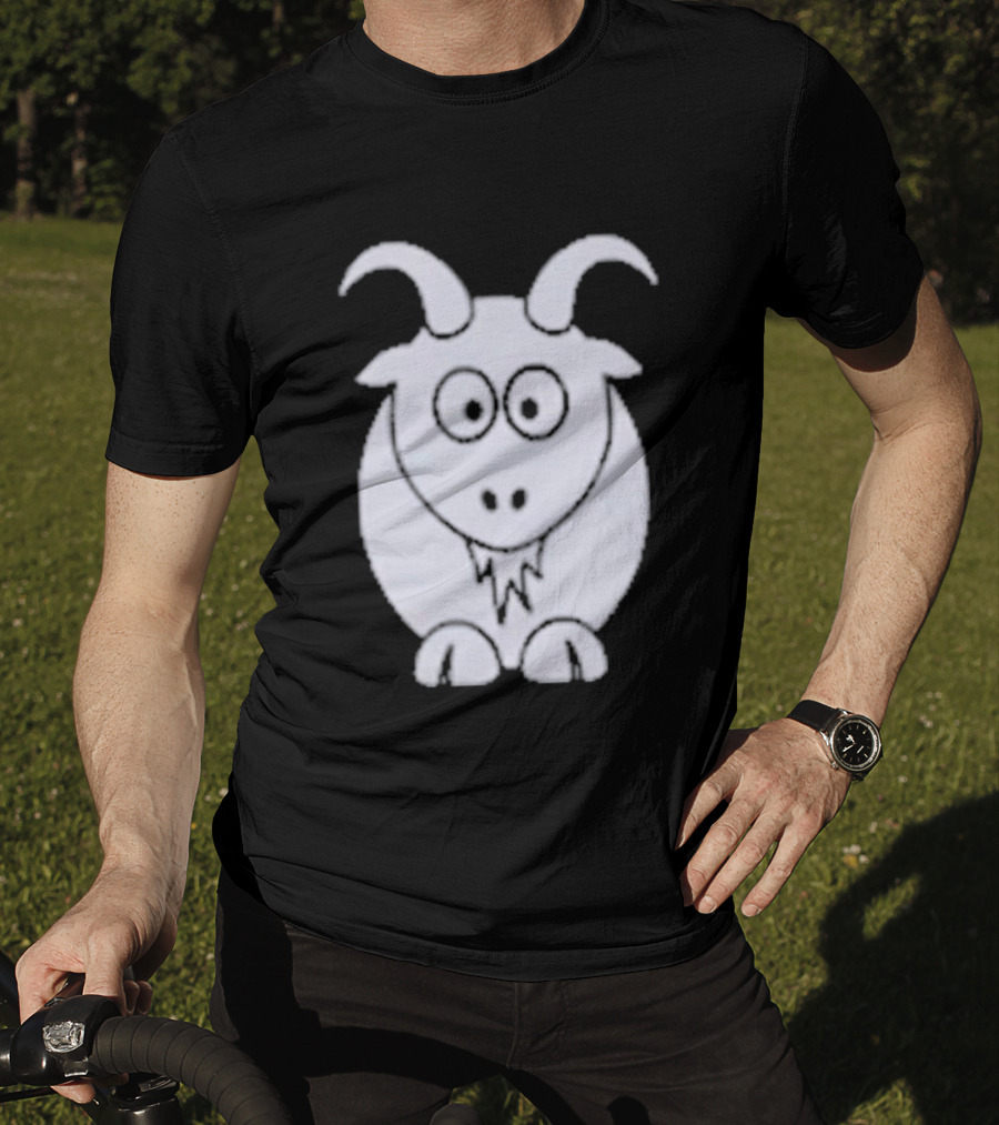 Cartoon Goat With Horns Cute Animal T-Shirt