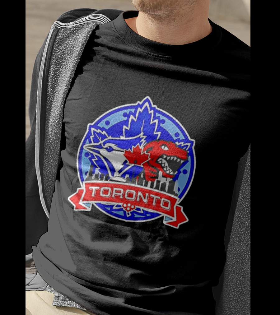 Toronto Raptors Blue Jays City Skyline Canada Leaf T-Shirt