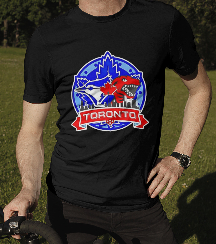 Toronto Raptors Blue Jays City Skyline Canada Leaf T-Shirt