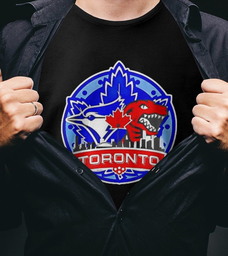 Toronto Raptors Blue Jays City Skyline Canada Leaf T-Shirt