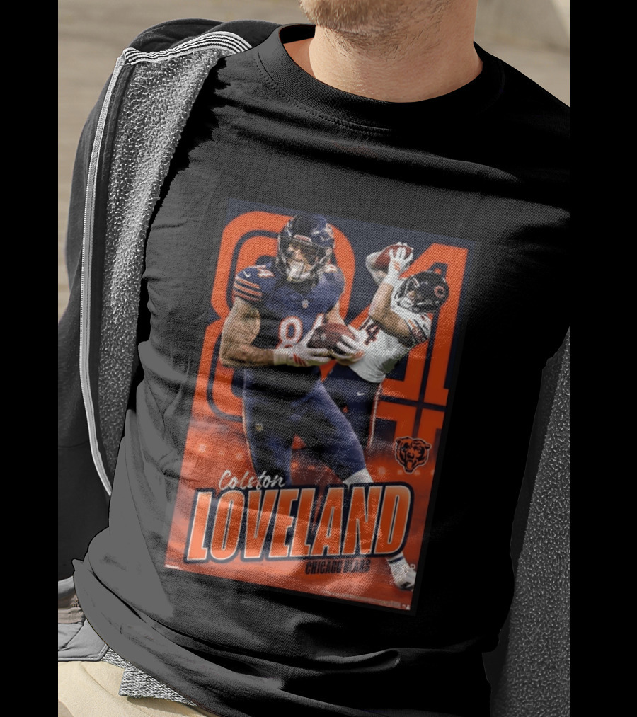 Colston Loveland 84 Chicago Bears Football Action T-Shirt
