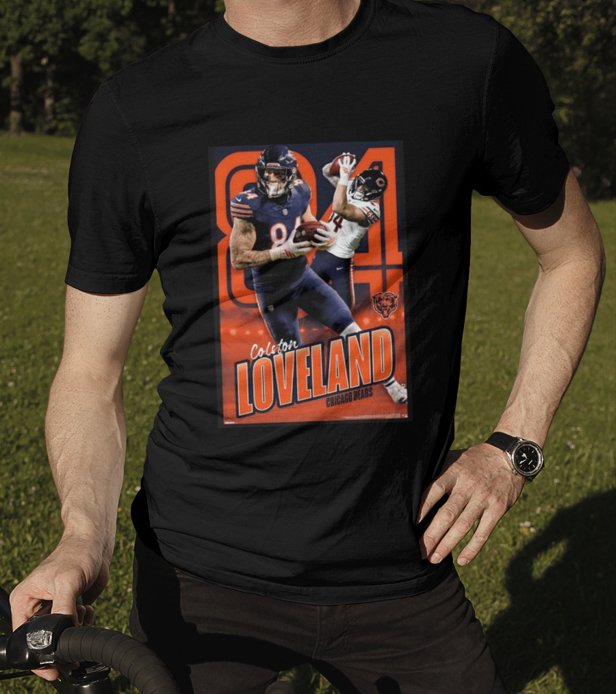Colston Loveland 84 Chicago Bears Football Action T-Shirt