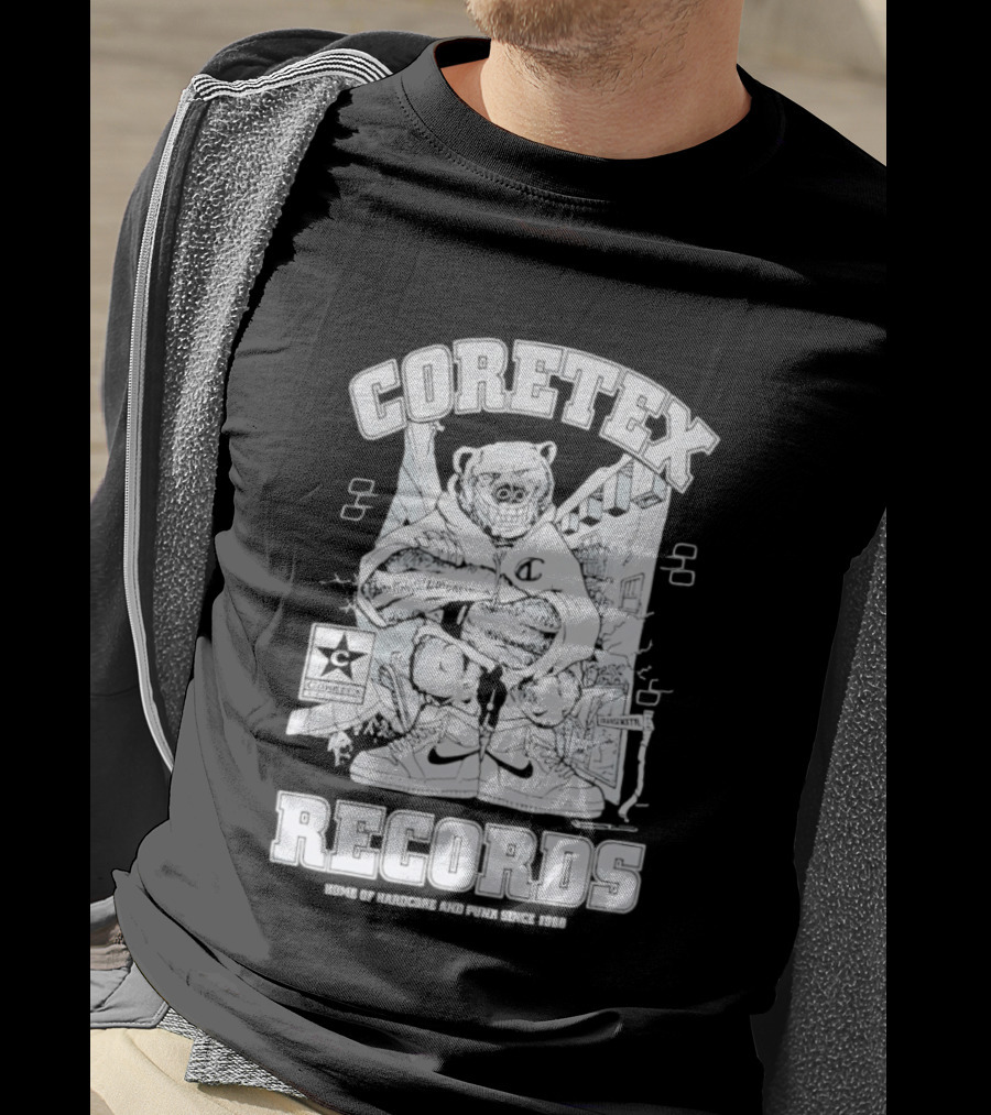 Coretex Records Home Of Hardcore And Punk Bear Illustration Since 1988 T-Shirt