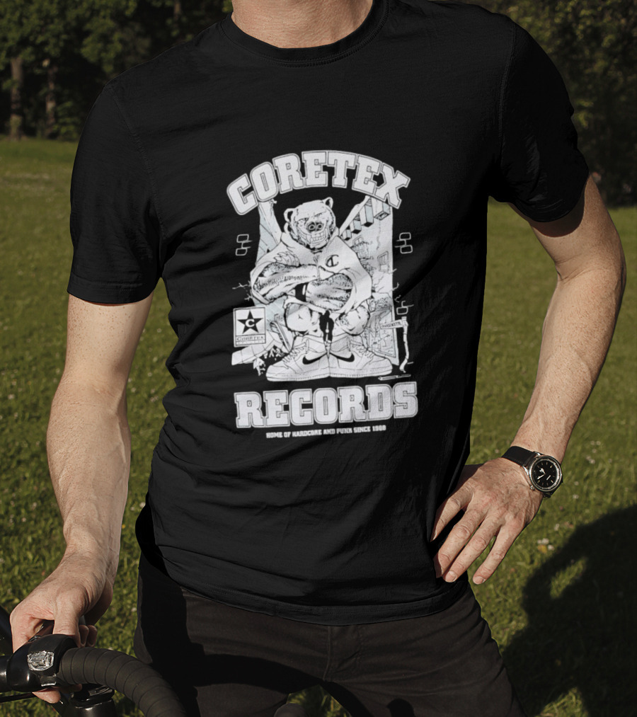 Coretex Records Home Of Hardcore And Punk Bear Illustration Since 1988 T-Shirt