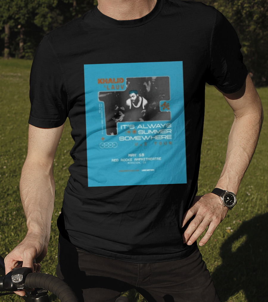 Khalid Lauv It's Always Summer Somewhere US Tour 2026 May 18 Red Rocks Amphitheatre Morrison CO Live Nation T-Shirt