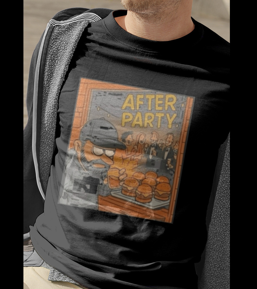After Party Burger Cartoon With Drink In Hand T-Shirt