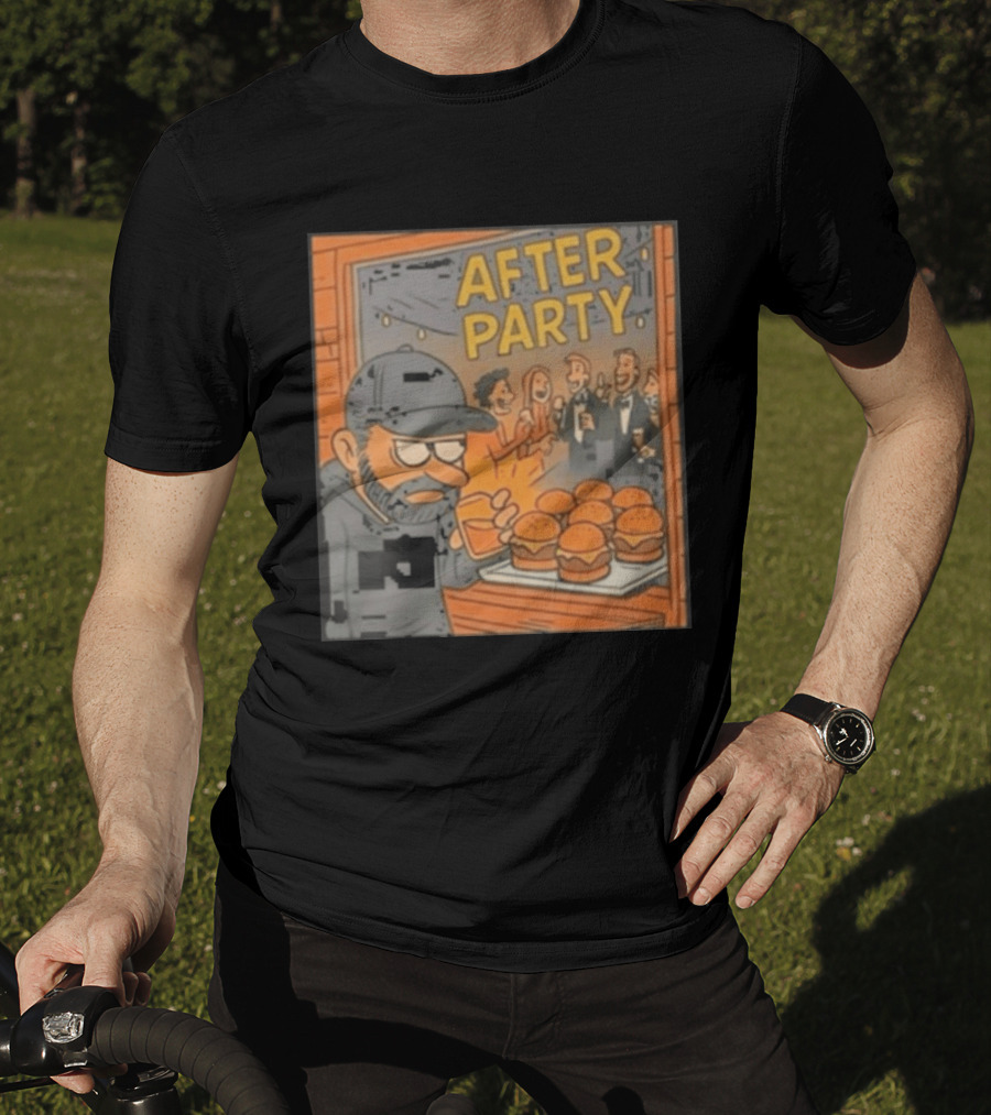 After Party Burger Cartoon With Drink In Hand T-Shirt