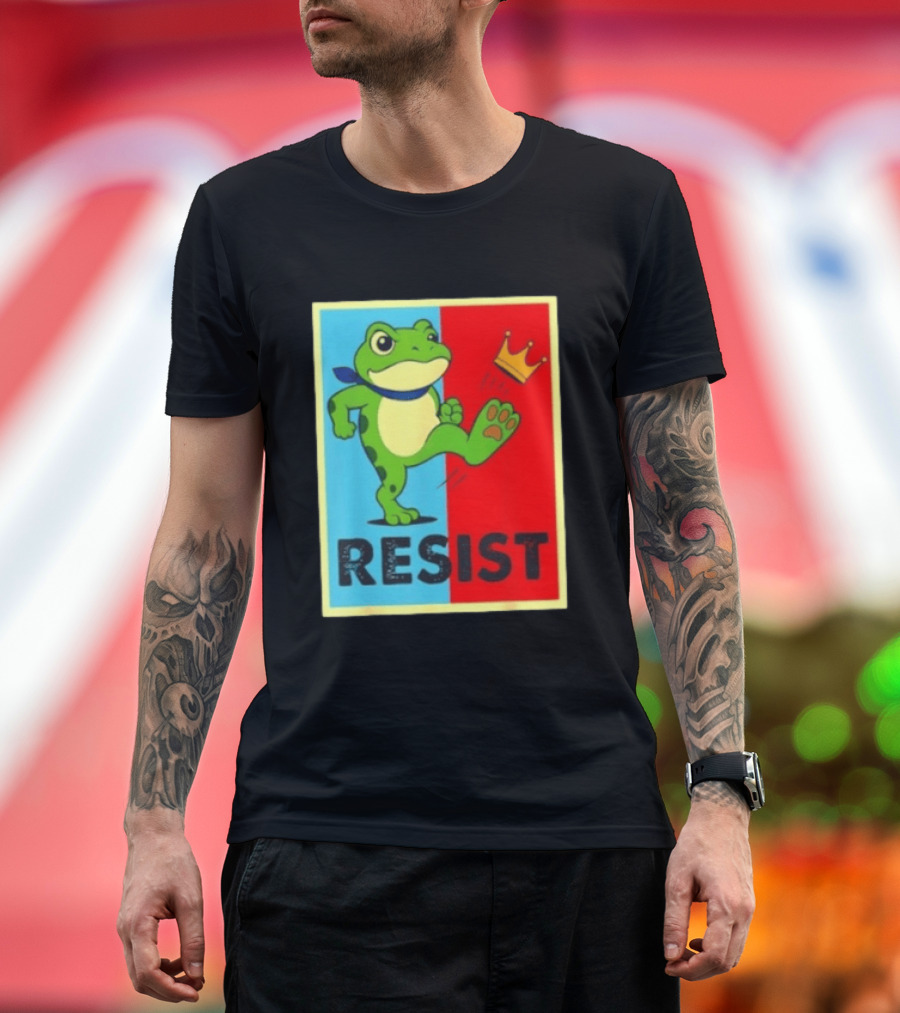 Resist Frog Kicking Crown Icon No Kings T-Shirt
