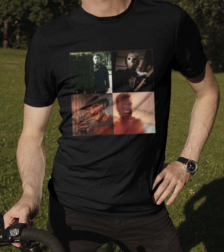 Perez Hilton Icons Horror Movie Legends Freddy Jason Michael Myers T-Shirt