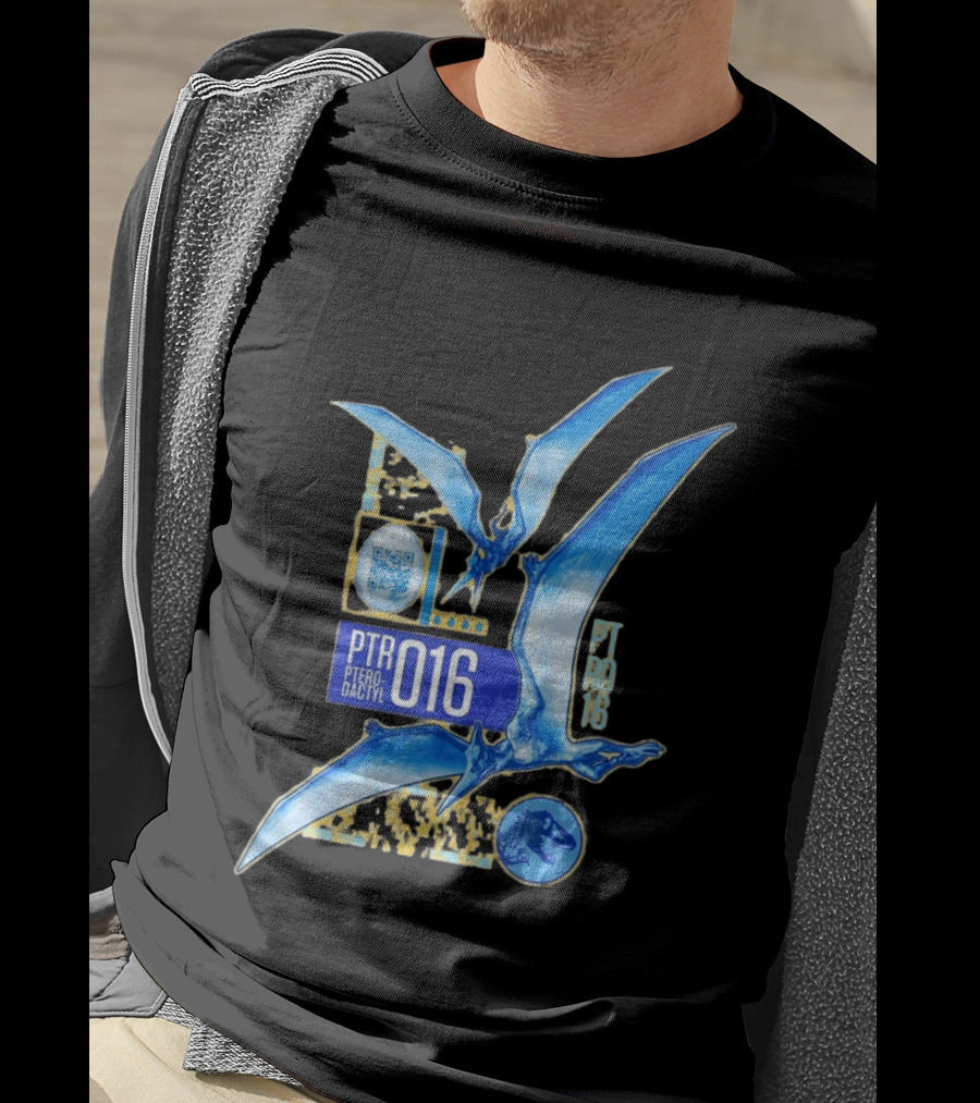 PTR 016 Pterodactyl Dinosaur Prehistoric QR Code Rex T-Shirt