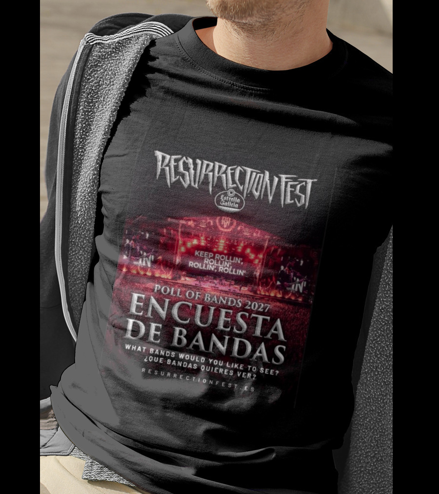 Resurrection Fest 2027 Band Poll Encuesta De Bandas Keep Rollin' Festival Stage T-Shirt