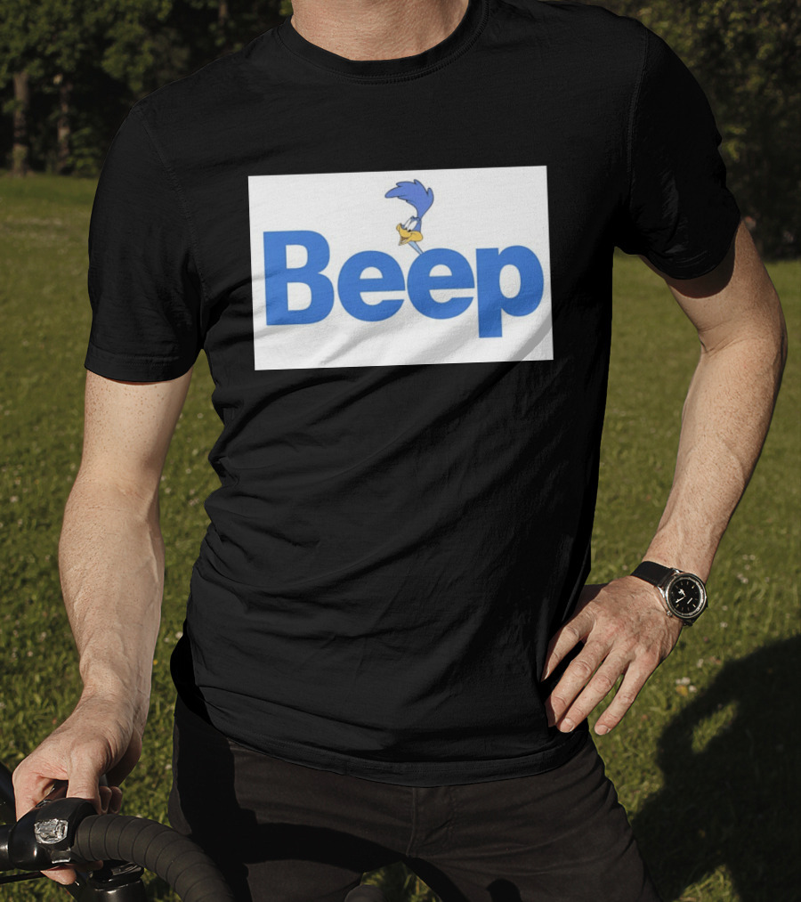 Looney Tunes Road Runner Beep Text Featuring Iconic Cartoon T-Shirt