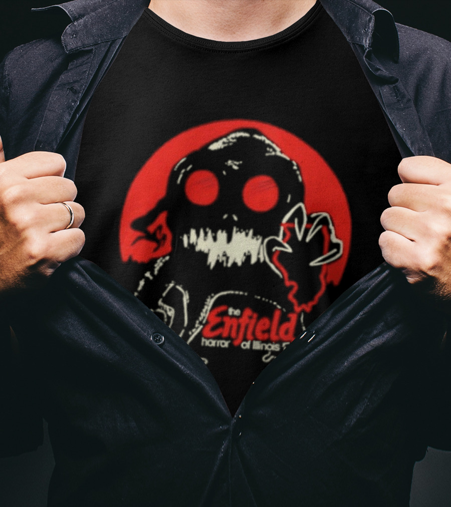 Enfield Horror Cryptid Creature Illustration With Red Circle T-Shirt