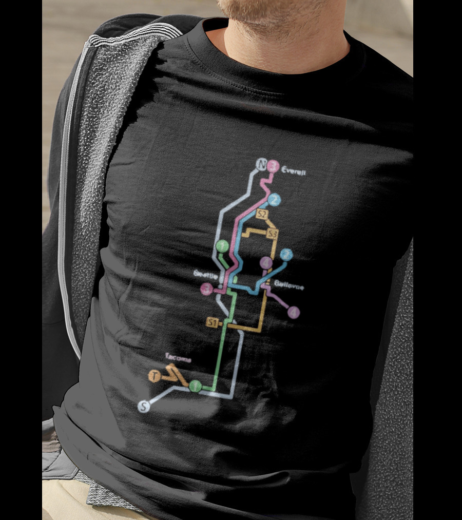 Seattle Tacoma Everett Bellevue Transit Map S1 S2 S3 Route Lines T-Shirt