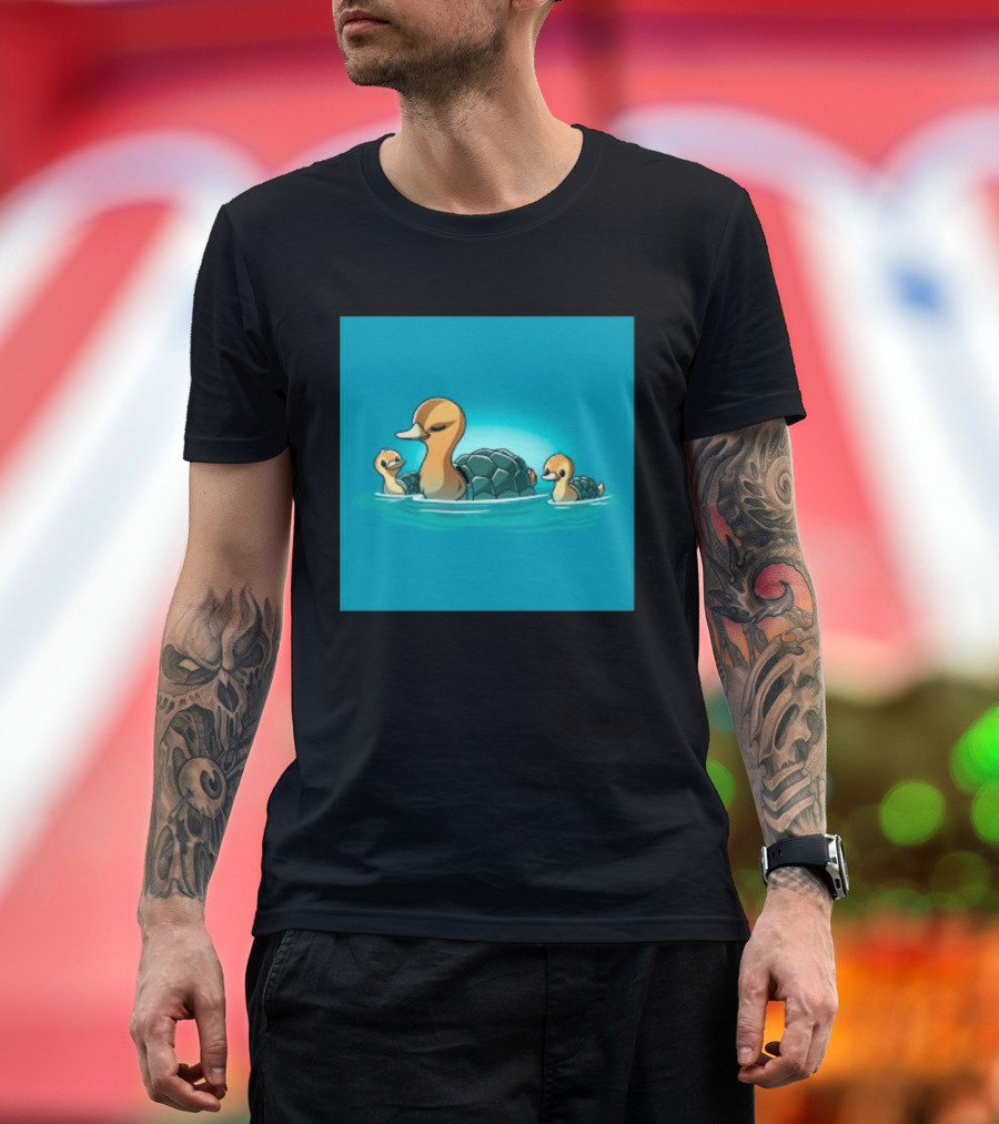 Turtle Ducks Swimming Cute Playful Hybrid Creatures T-Shirt