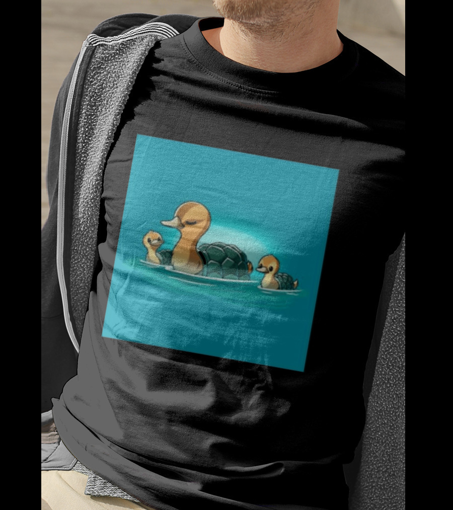 Turtle Ducks Swimming Cute Playful Hybrid Creatures T-Shirt