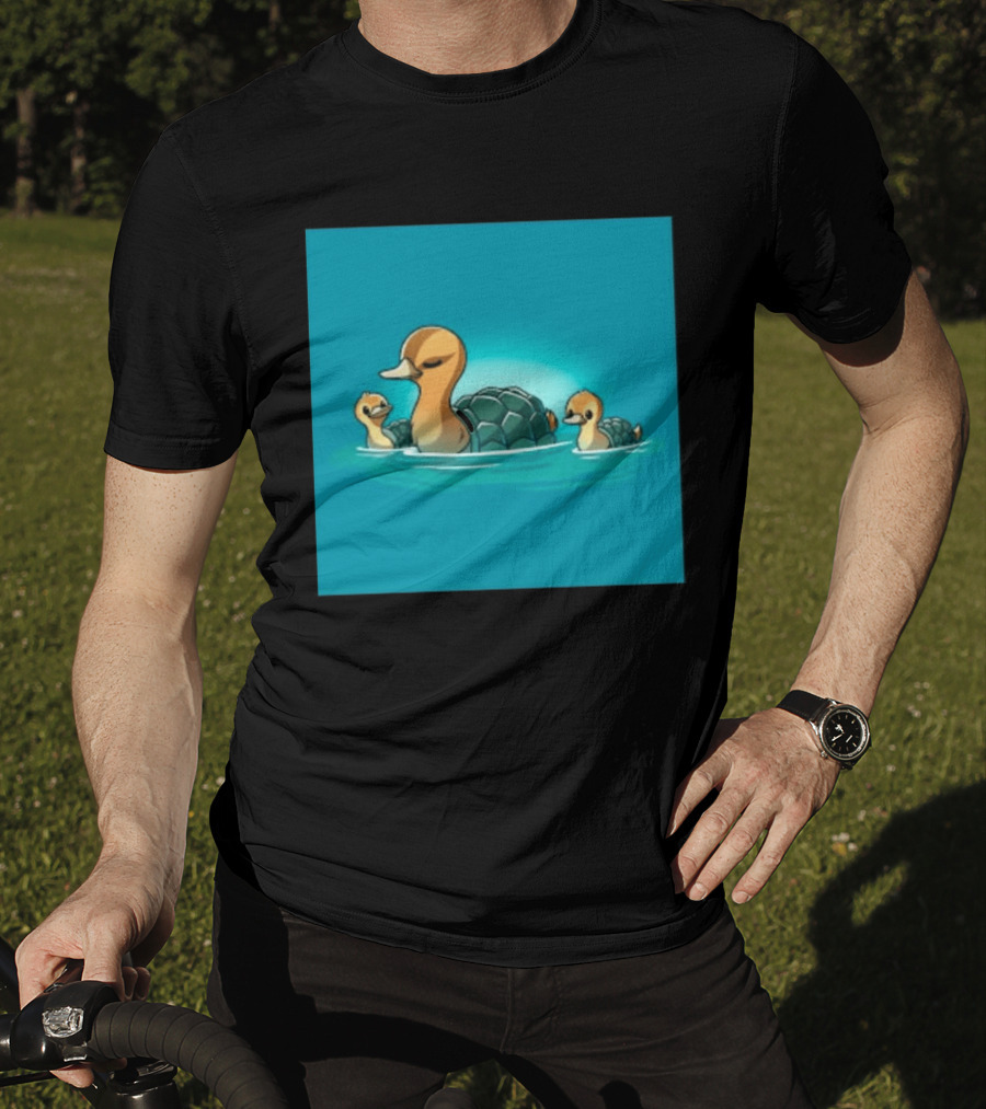 Turtle Ducks Swimming Cute Playful Hybrid Creatures T-Shirt