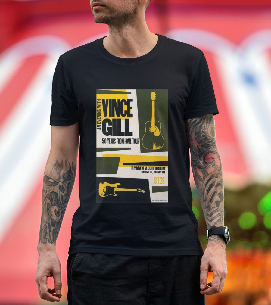 An Evening With Vince Gill 50 Years From Home Tour Ryman Auditorium Nashville August 7 2026 T-Shirt