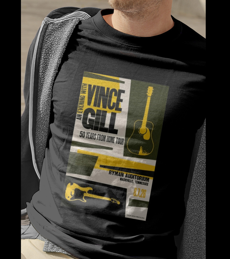 An Evening With Vince Gill 50 Years From Home Tour Ryman Auditorium Nashville August 7 2026 T-Shirt
