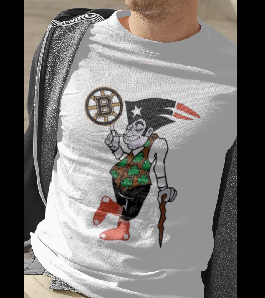 Boston All Sport Team Vintage Mascot With Clover And Cane T-Shirt