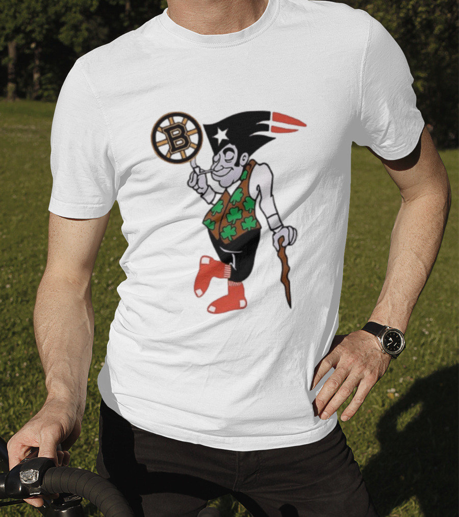 Boston All Sport Team Vintage Mascot With Clover And Cane T-Shirt