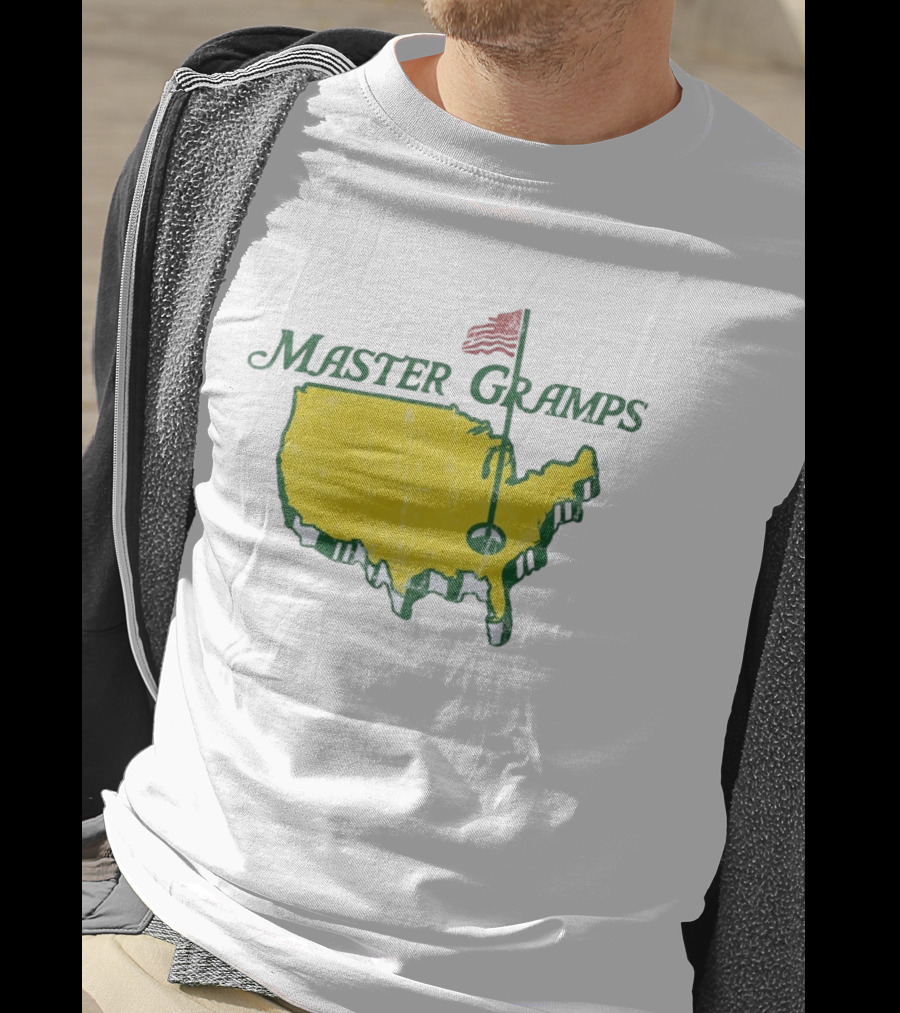 Master Gramps Golfing USA Flag Map T-Shirt