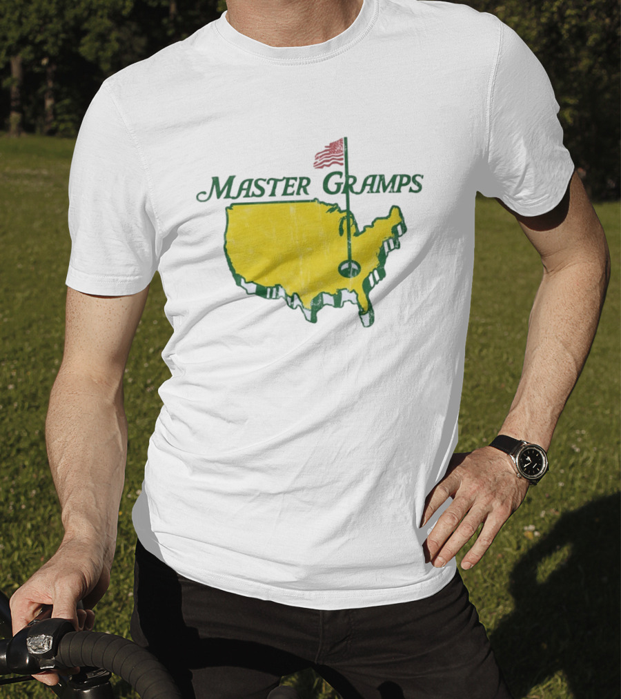 Master Gramps Golfing USA Flag Map T-Shirt
