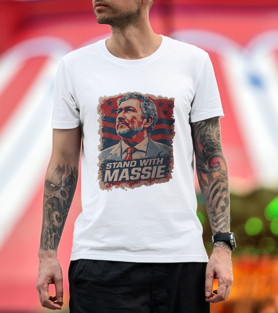 Stand With Massie Patriotic Political Artwork With Stars And Stripes T-Shirt